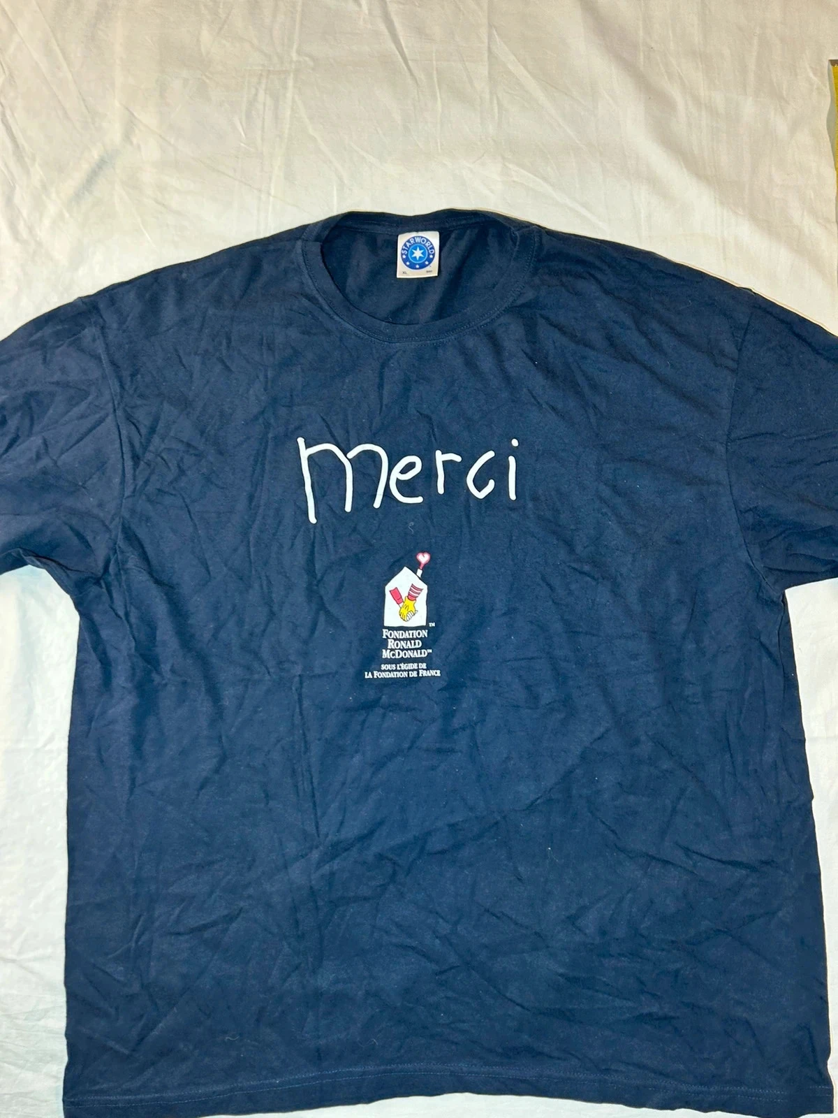 T-shirt bleu marine imprimé merci vintage starworld – photo 2